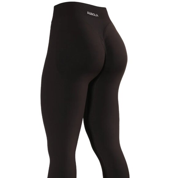 AUROLA Seamless Scrunch Workout Leggings 7/8 Length in Java Brown XS/S - Picture 2 of 7